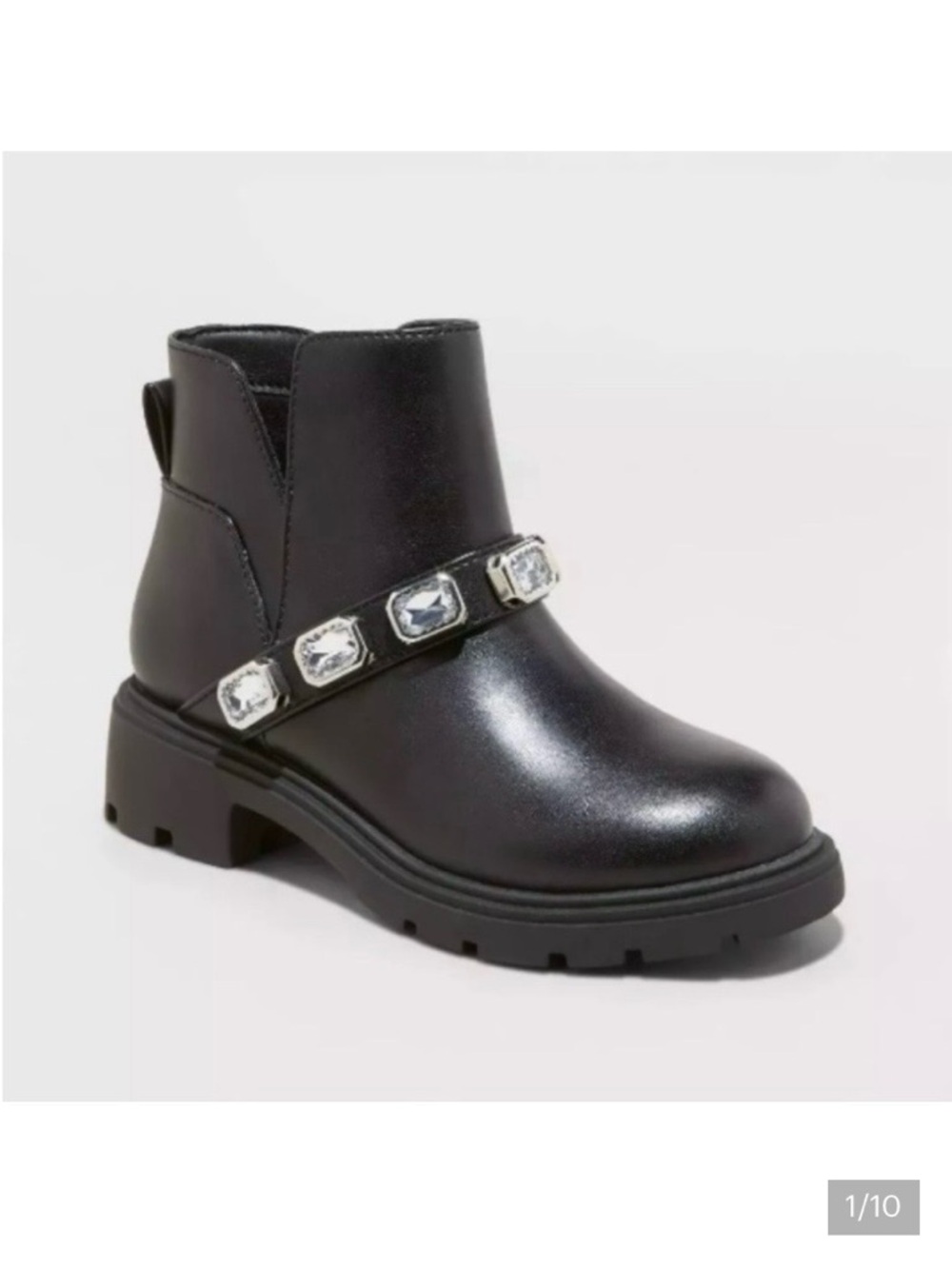 Girls Catalina Chelsea Black Boots with Jewel Accents